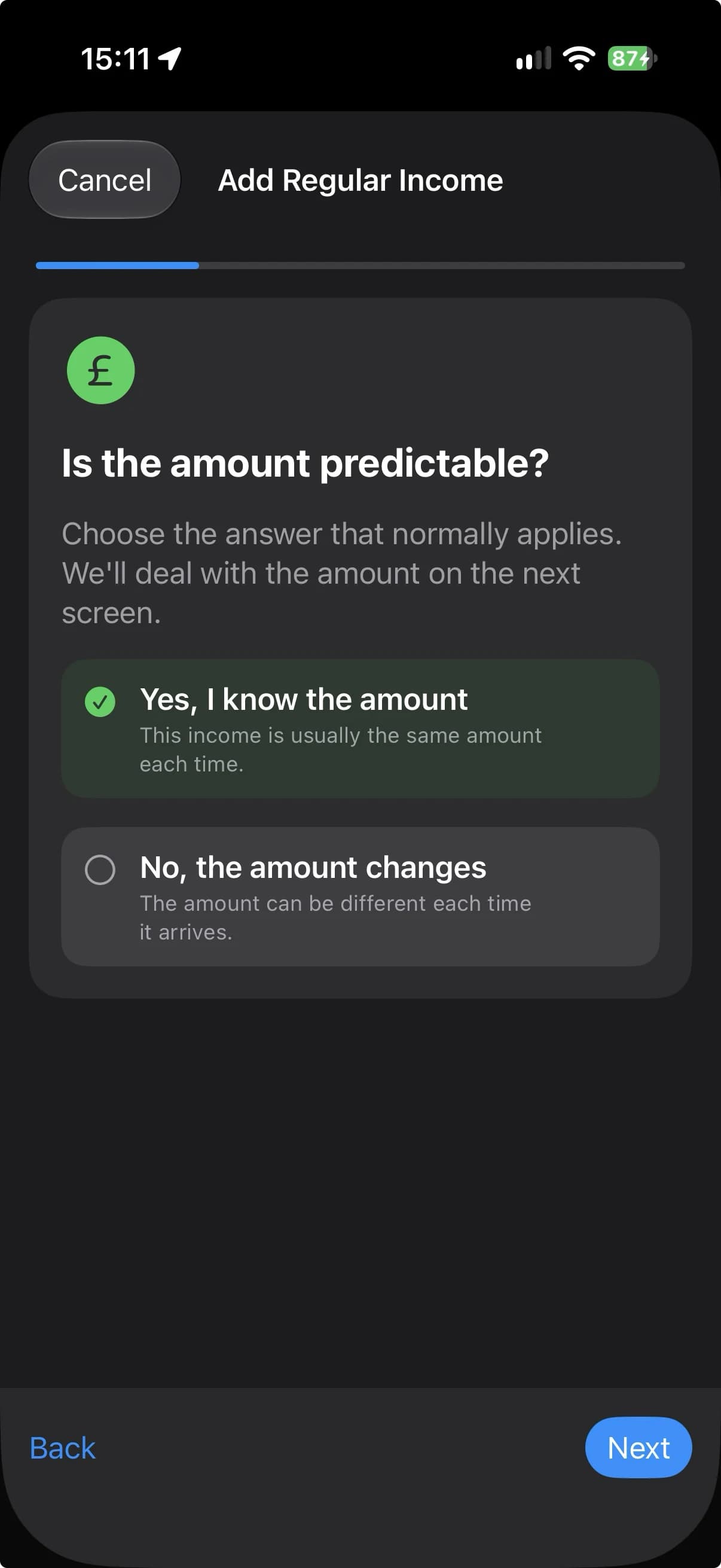 Setting an income amount in Sort All Money